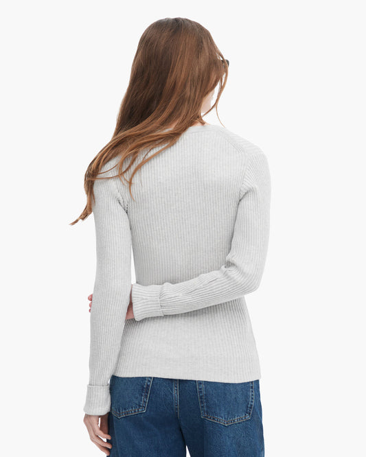 Cotton Cashmere Ribbed Cardigan