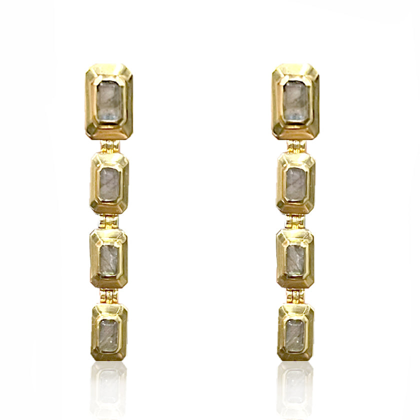 Gold Labradorite Beryl Earrings E-301