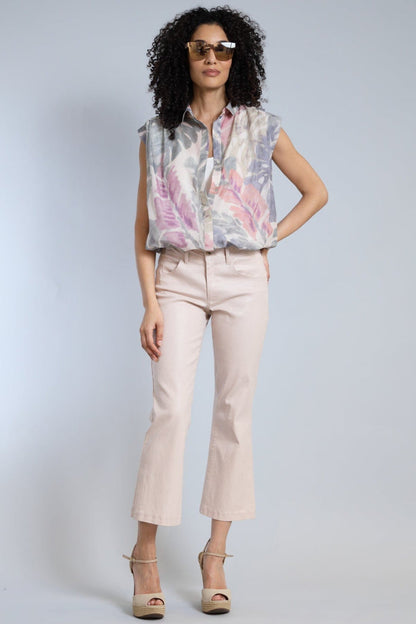 Coated Kick Flare Crop Jean