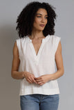 Crinkle Cotton Sleeveless Henley