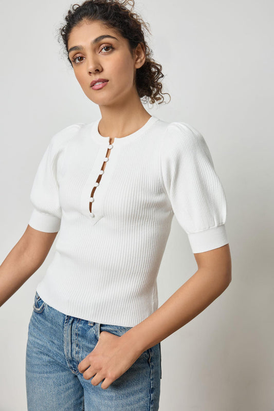 Henley Elbow Slv Sweater