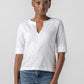 Cuffed Sleeve Split Neck