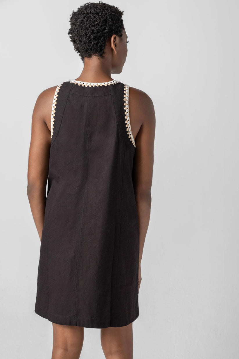Crochet Trim V-Neck Dress