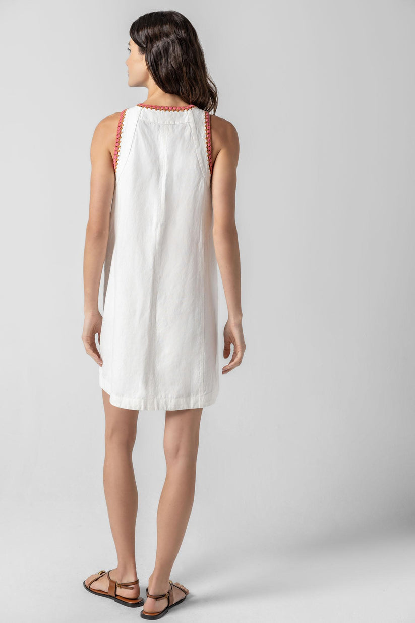 Crochet Trim V-Neck Dress