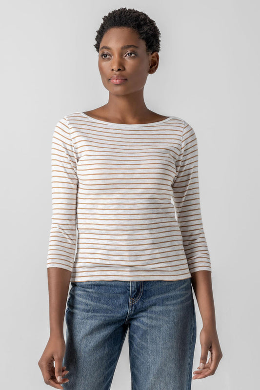 Striped 3/4 Boatneck