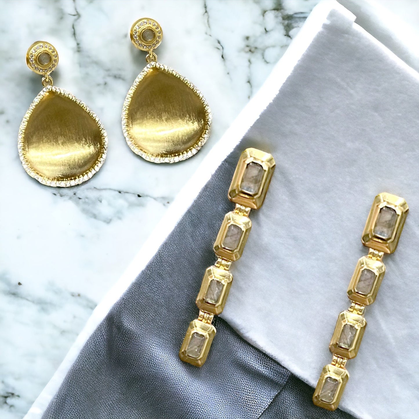 Gold Labradorite Beryl Earrings E-301