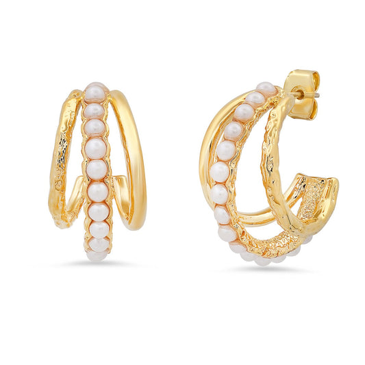 Organic Pearl Triple Hoop
